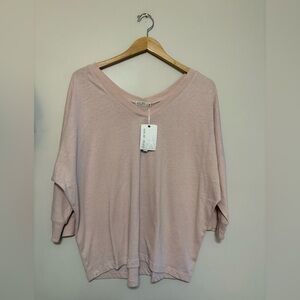 Barefoot Dreams Pink 3/4 Sleeve Malibu Collection Slub Burnout Dolman Size M NWT